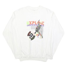 EXPRESS WEAR Sweat-shirt Homme Blanc Graphic Col Ras du Cou M Mélange Coton Sweat-shirt homme price