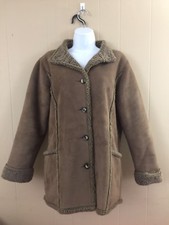 Womens LL Bean Faux Suede Shearling Coat~Size S Overcoat femme price