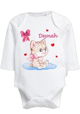 Body bébé chat mignon fille personnalisé avec prénom réf 98  manches longues Body bébé price
