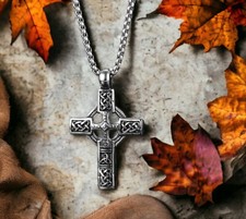 Collier Crucifix Croix Celtique  en Acier Inoxydable Idéal Cadeaux Homme Femme Collier en argent price