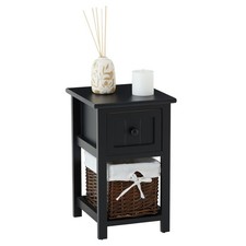 Table de chevet table de nuit avec 1 tiroir et 1 panier en bois noir Table de chevet price