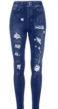 legging femme bleu effet jean délavé imprimé #0198#1 Leggings price