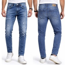 Jeans Homme Denim Slim Fit Bleu Pantalon Élastique Déchiré 5 Poches Jean / pantalon denim homme price