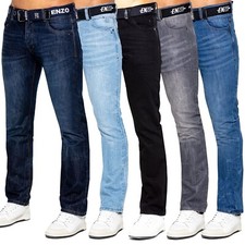 Enzo Jean Droit Homme Coupe Régulière Pantalon Denim Ceinturé Tailles UK Jean / pantalon denim homme price