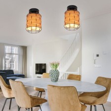 Lampe De Salle À Manger Plafonnier Ensemble De 2 En Bois Noir Avec Cage En Métal Ensemble de salle à manger price