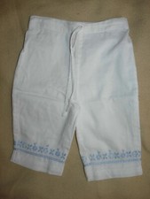 Pantalon d'été 100% coton blanc brodé bleu bébé fille 12 mois TEX comme neuf Pantalon bébé price