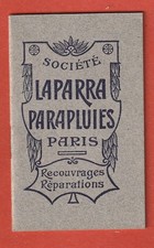 PETIT CARNET PUBLICITAIRE-STE LAPARRA PARAPLUIES-PARIS-RECOUVRAGES -REPARATIONS Parapluies price