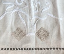 drap métis Fleur Bleue trame lin pur à jours neuf 275   X  190 cm - Neuf - Brodé Drap price