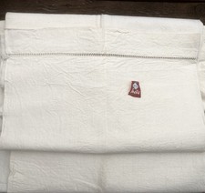 DRAP ancien NEUF  Ajouré - Fleur Bleue - Métis - 285 x 220 cms. Drap price