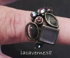Bague fantaisie métal bronze réglable avec pierre de nacre et strass Bague fantaisie price