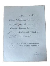 Faire-part Mariage Devoto - La Barre de Nanteuil 1938 Lhommaizé Vienne Sardaigne Faire-part price