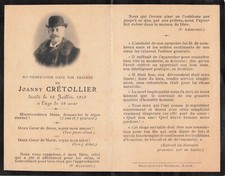 VIEUX PAPIER 1913 FAIRE PART DE DECES PRIERE RELIGIOSA IMAGE PIEUSE Faire-part price