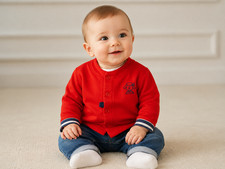 Gilet bebe Garçon 6 Mois rouge bleu marine pirate TBE Gilet bébé price