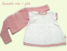 Ensemble 12 mois robe pull blanche et gilet rose Bébé Caramel très bon état Gilet bébé price