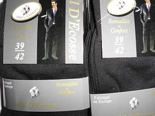 6 paires chaussette homme Fil d'Ecosse100% coton noir couleur fabrique en Europe Chaussette homme price