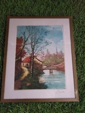 PEINTURE AQUARELLE SUR PAPIER SOUS VERRE SIGNE  FRENCH ANTIQUE Peinture sur verre price