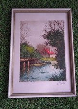 PEINTURE AQUARELLE SUR PAPIER ENCADRE SOUS VERRE SIGNE  FRENCH ANTIQUE Peinture sur verre price