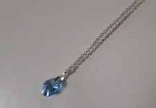 Collier pendentif Cristaux de Swarovski bleu 1.5 x 1cm Argent S925 joaillerie /3 Swarovski Kolye price