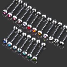 1,6 X 16 MM Langue Piercing Zircon Haltère Strass / Crystal Poitrine Z254 Piercing or & argent price