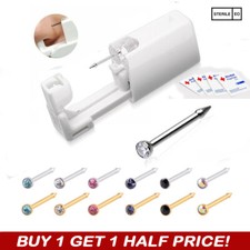Jetable Nez Kit Piercing - Argent Or Cz Clou Oreille Pistolet DIY Maison Soi Piercing or & argent price