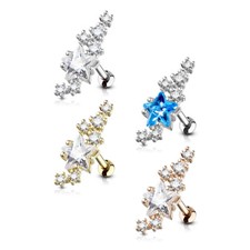 Tragus Piercing Hélix Oreille Étoile Star Grappe Zircon Cz Rose or Argent Aqua Piercing or & argent price