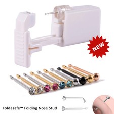 Jetable Nez Kit Piercing Foldasafe - Argent Or Cz Clou Anneau Pistolet Maison Piercing or & argent price