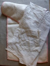 Ancienne parure linge de lit bébé berceau taie + drap + ouverture -  XXe - Parure de lit bébé price