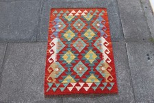 Tapis Kilim Oriental Vintage Fait Main Laine 92x64cm Rouge Vert Kilim price