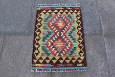 Tapis Kilim Traditionnel Oriental Fait Main Laine Marron Bleu 82x59cm Kilim price