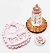 Maison De Poupée Crèche Biberon Bébé Bavoir Tétine Tumdee 1:12 Rose Lot 3 Tétine de biberon price