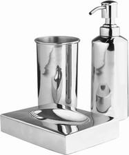 3 Pièce Chrome Style Bathroom Accessory Set, Savon Distributeur, Plat Et Verre Banyo Aksesuar Seti price