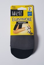 2 Paires de Socquettes ELASTIVOILE de WELL Voile Transparent LYCRA Noir 35/41 Socquettes price