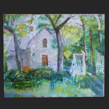 TABLEAU signé Licois PEINTURE à l'HUILE au couteau sur TOILE Maison de campagne Tableau à l'huile price