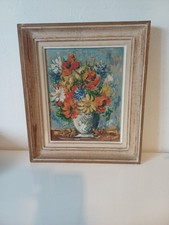 Tableau N°2 - Bouquet De Fleurs Régis Delous - 1950, Encadré, Peinture à l'huile Tableau à l'huile price