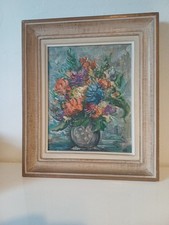 Tableau N°1 - Bouquet De Fleurs Régis Delous - 1950, Encadré, peinture à l'huile Tableau à l'huile price