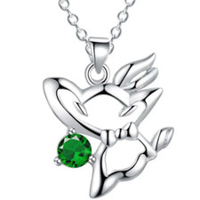 Pendentif argent "A Butterfly with a Bow Tie - Emerald" & sa chaîne - Env. de Fr Papyon price
