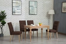 Oliver Smith Roosevelt Collection 5 Piece Dining Set With Dark Brown Chairs Standart Sandalye price