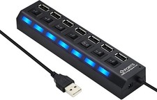 Multiprise USB 5-7 Ports avec Interrupteur et lumière LED pour PC, Jeu, Print,.. Hub et interrupteur price