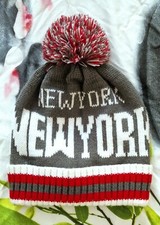 bonnet laine gris blanc et rouge - New-York - homme - taille unique Bonnet homme price