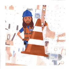 Serviettes en papier travaux bricolage ouvrier de chantier. Napkins site worker Papier bricolage price