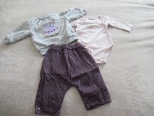 Ensemble bébé fille sweat body lapin et pantalon violet Natalys 3 mois Ensemble body bébé price