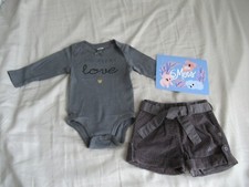 ensemble bébé fille: body love + short gris en velours week end à la mer 6 mois Ensemble body bébé price