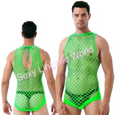 Bodysuit Homme Sexy En Résille Fishnet Sous-Vêtement Unisexe Pour Mari Vêtements de plage homme price