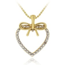 Collier En Cœur Et Arc Avec Accent En Diamant Or Sur Argent Collier en diamant price