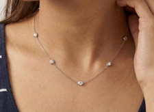 Collier station diamant en argent 925 CZ collier classique minimaliste cadeau... Collier en diamant price