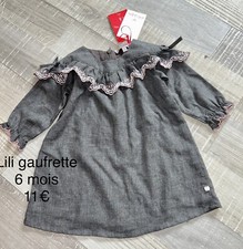 Lili Gaufrette 6 MOIS Bébé Fille / Robe Grise Mi Saison Hiver État Neuf Bébé robe price
