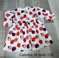 Catimini 18 Mois Bébé Fille : Robe Motif Fraise Mi Saison TBE Bébé robe price