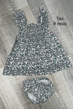 Tao 9 Mois Bébé Fille : Robe coton Été Fleurie + Culotte TBE Bébé robe price