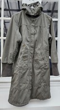 T38 VINTAGE LONG MANTEAU VERT KAKI CAPUCHE AMOVIBLE 2 POCHES ZIPPÉES Long manteau price