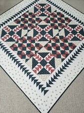 "Peaceful Retreat" Handmade Quilt-Blue/Cream/Mauve,100% Cotton, Machine Quilted Bedspread price